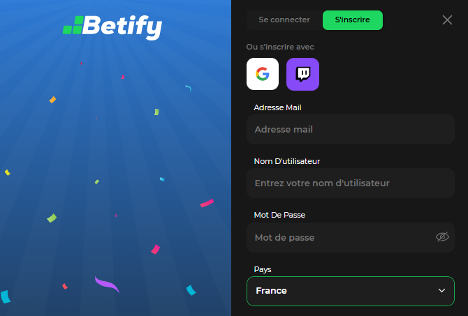 s'inscrire  betify